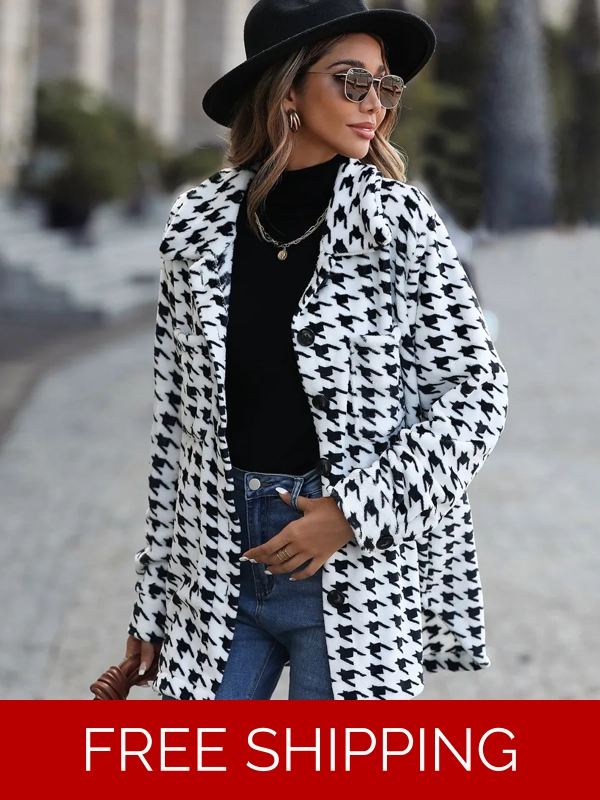 Houndstooth Button Down Jacket